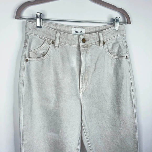Rolla's High Rise Original Straight Jeans Cream Neutral 100% Cotton Size 28 - Picture 3 of 11